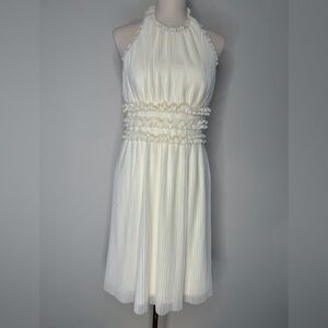 Gorgeous JS Collections Off White Pleated Halter Midi Dress Like New Size 6